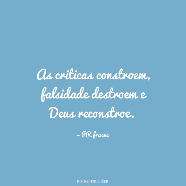 As criticas constroem
