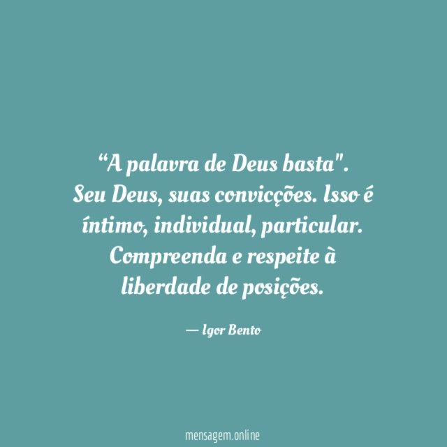 A palavra de Deus basta"