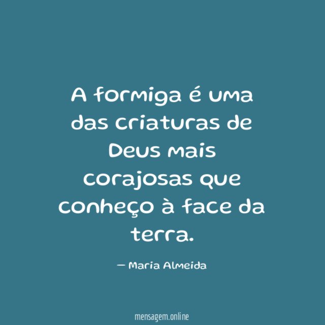 A formiga é uma das criaturas de Deus