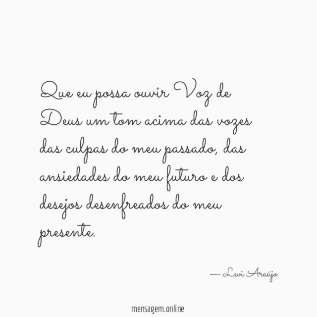 Que eu possa ouvir Voz de Deus um