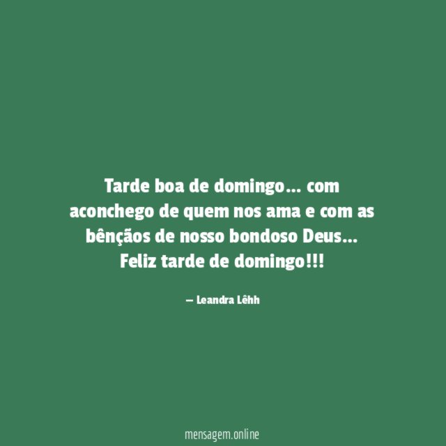 Tarde boa de domingo