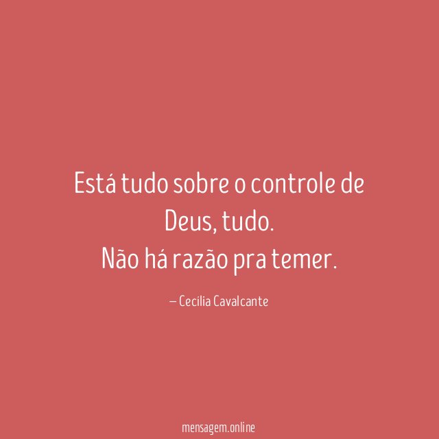 Está tudo sobre o controle de Deus