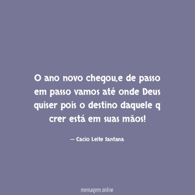 O ano novo chegou