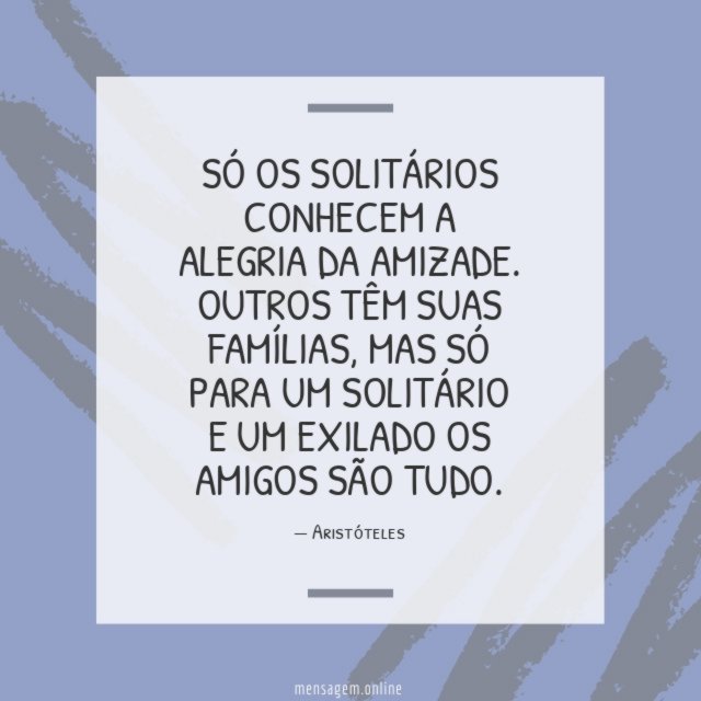 Só os solitários conhecem a alegria da amizade