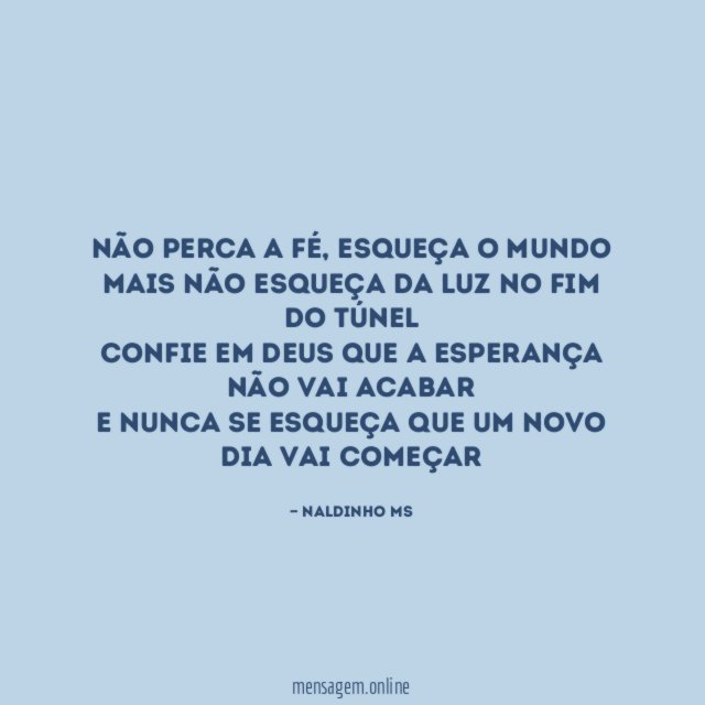 Não perca a fé