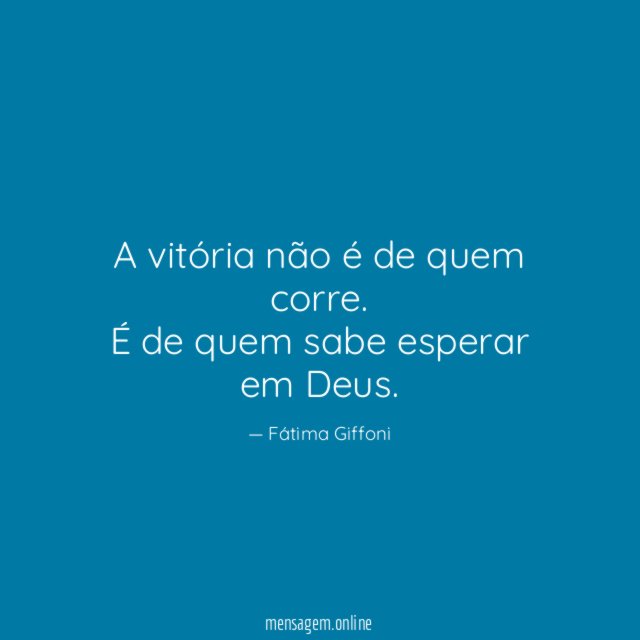A vitória não é de quem corre