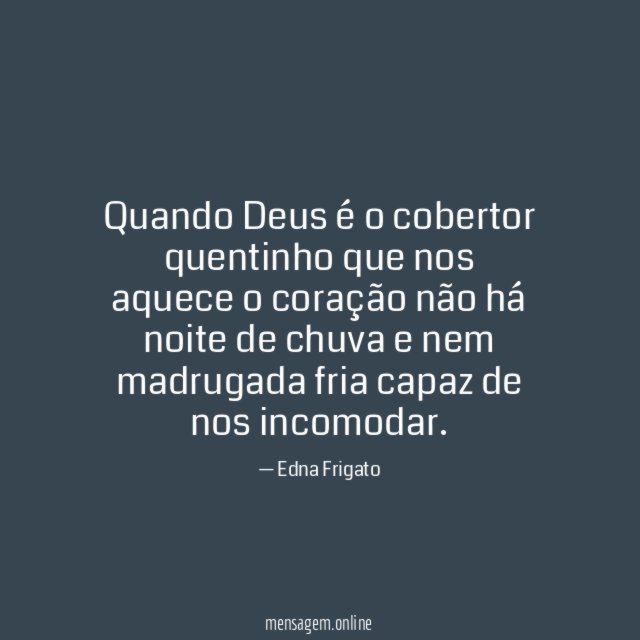Quando Deus é o cobertor quentinho que nos