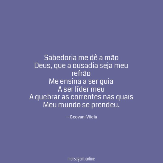 Sabedoria me dê a mão Deus