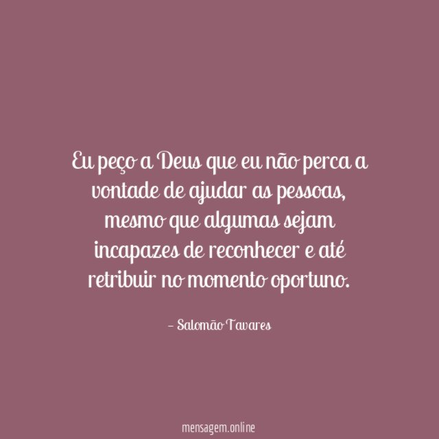 Eu peço a Deus que eu não perca