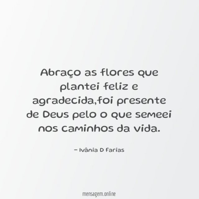 Abraço as flores que plantei feliz e agradecida