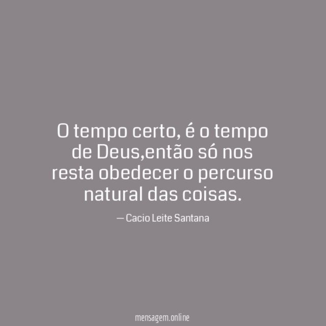 O tempo certo