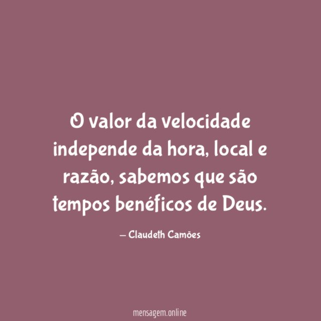 O valor da velocidade independe da hora