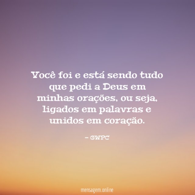 Você foi e está sendo tudo que pedi