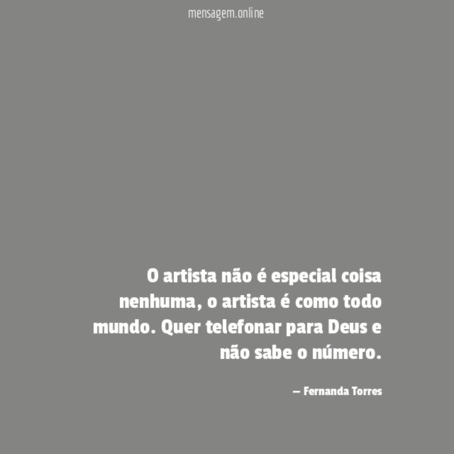 O artista não é especial coisa nenhuma