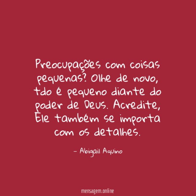 Preocupações com coisas pequenas