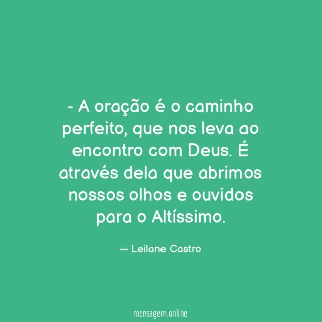 A oração é o caminho perfeito