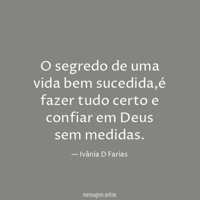 O segredo de uma vida bem sucedida