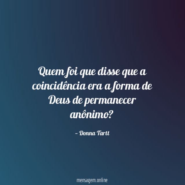 Quem foi que disse que a coincidência era