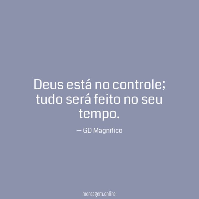 Deus está no controle