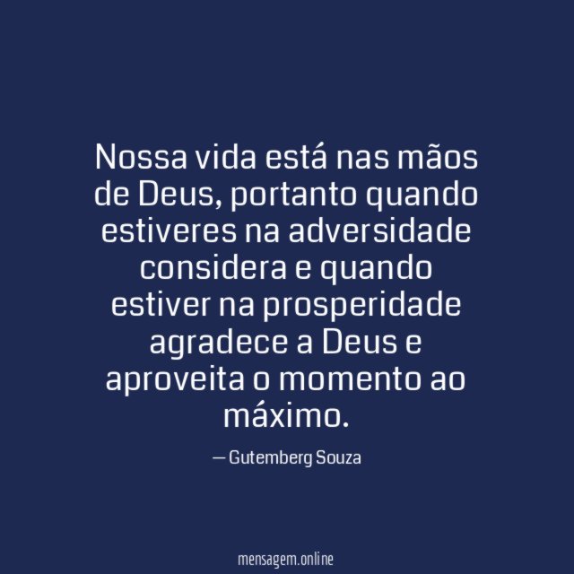 Nossa vida está nas mãos de Deus