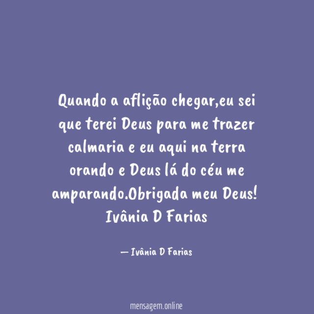 Quando a aflição chegar