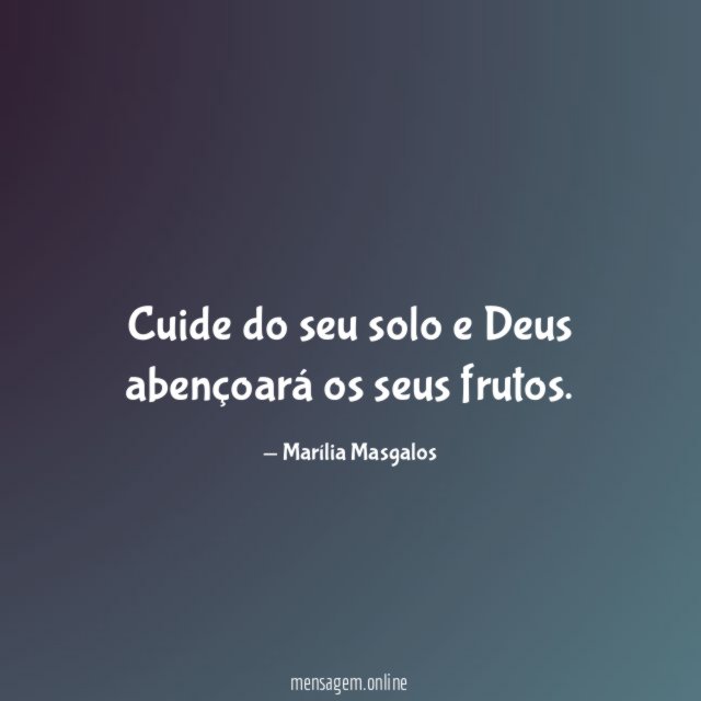 Cuide do seu solo e Deus abençoará os seus frutos