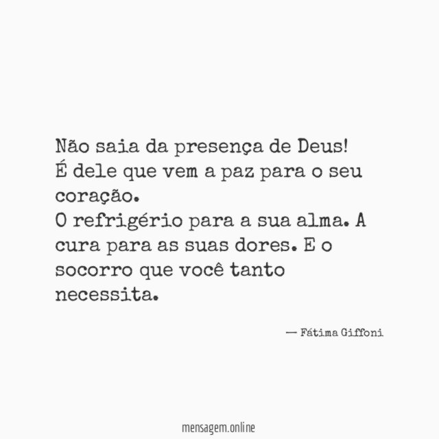 Não saia da presença de Deus