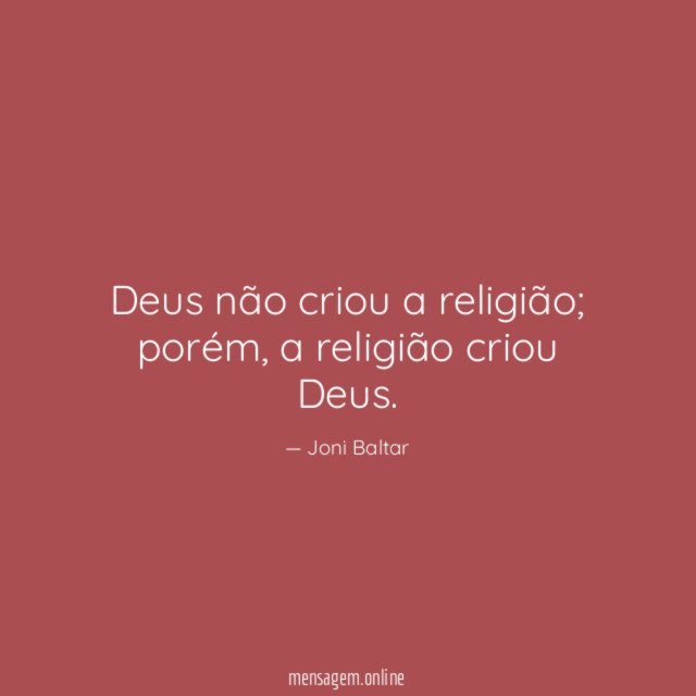 Deus não criou a religião