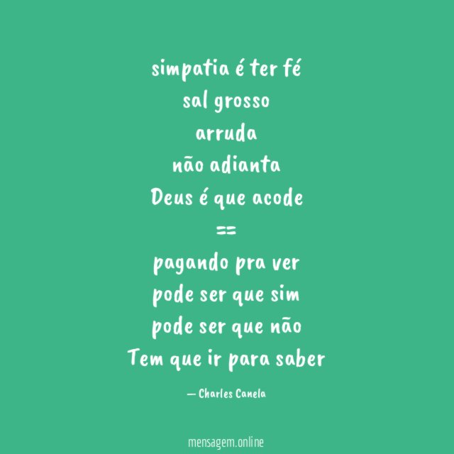 simpatia é ter fé