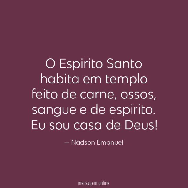 O Espirito Santo habita em templo feito de carne