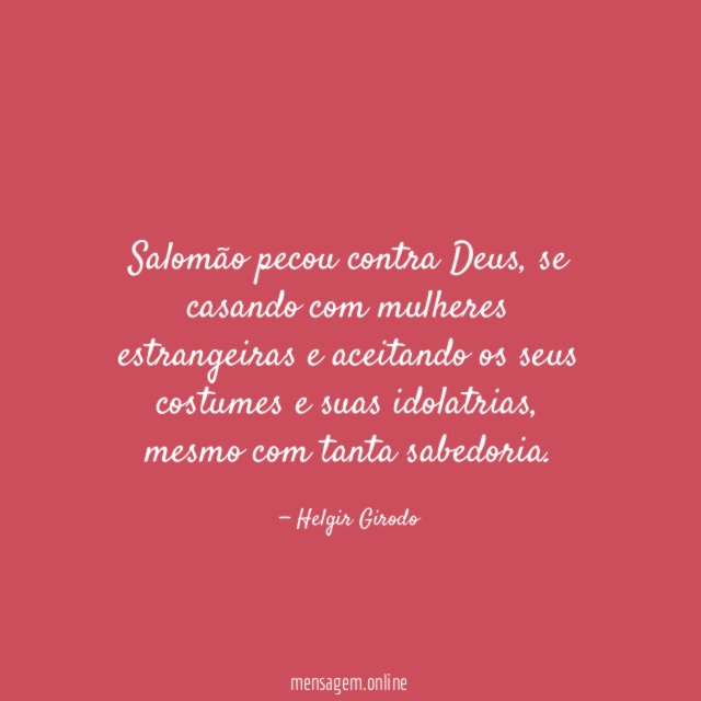 Salomão pecou contra Deus