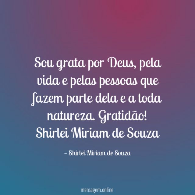 Sou grata por Deus