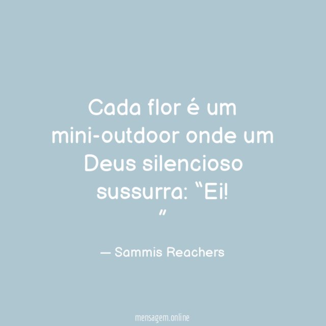 Cada flor é um mini-outdoor onde um Deus silencioso sussurra