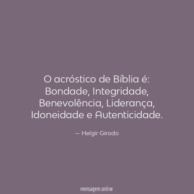 O acróstico de Bíblia é