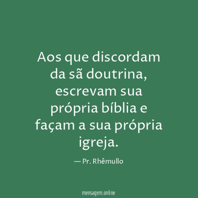 Aos que discordam da sã doutrina