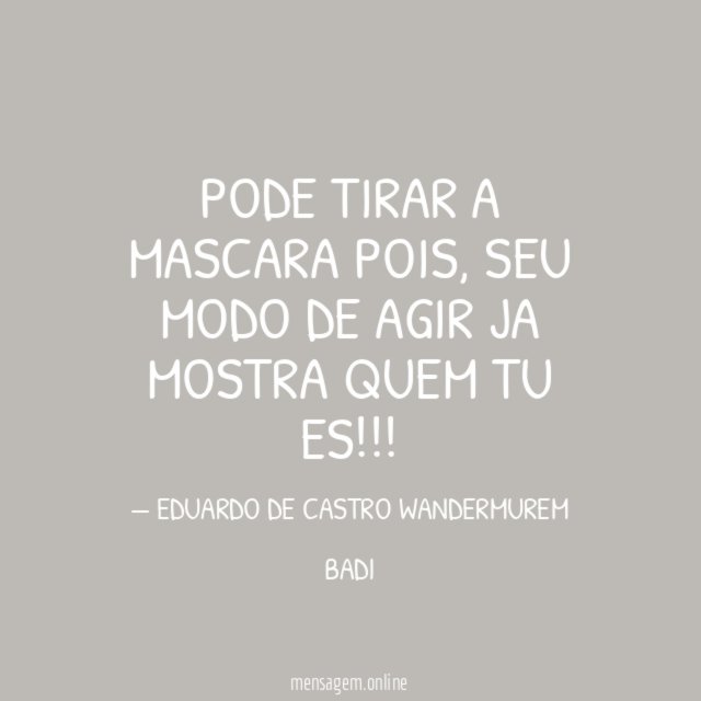 PODE TIRAR A MASCARA POIS