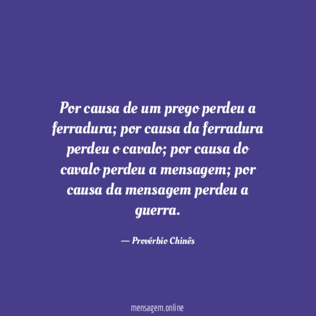 Por causa de um prego perdeu a ferradura