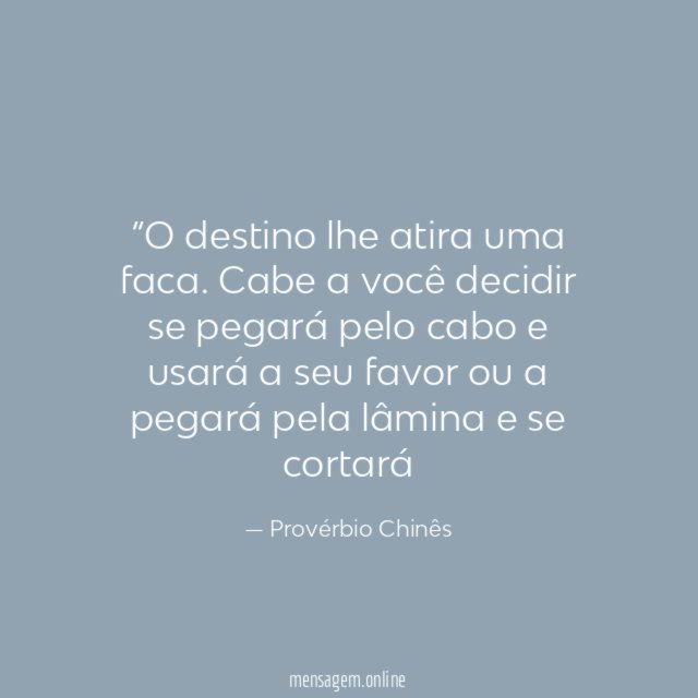 O destino lhe atira uma faca