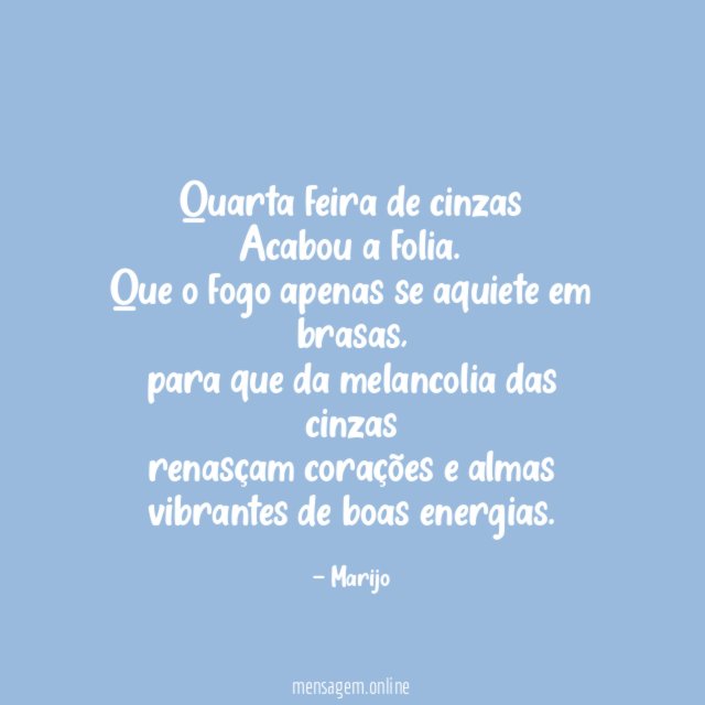 Quarta feira de cinzas Acabou a folia