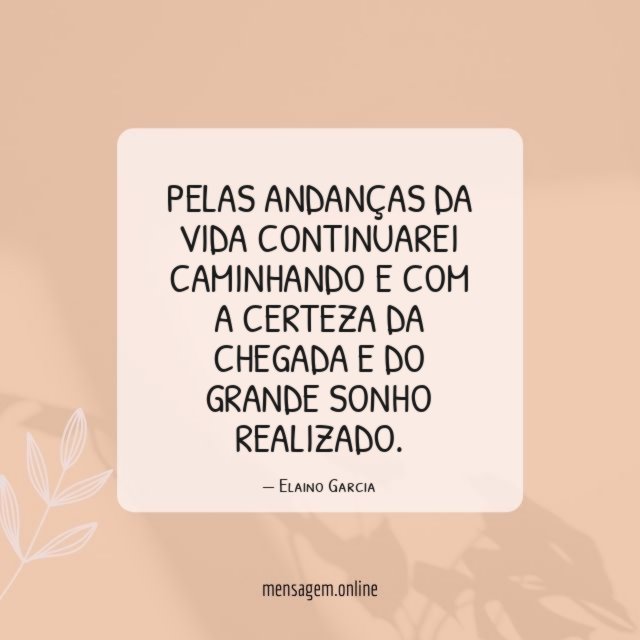 Pelas andanças da vida continuarei caminhando e com
