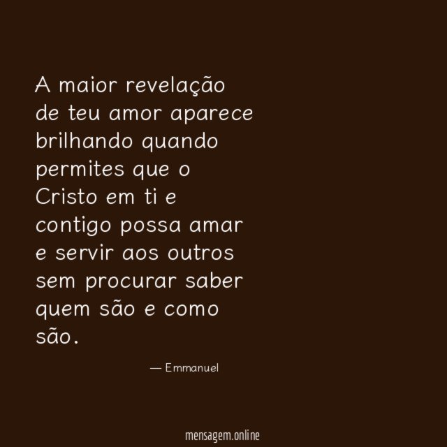 A maior revelação de teu amor aparece brilhando