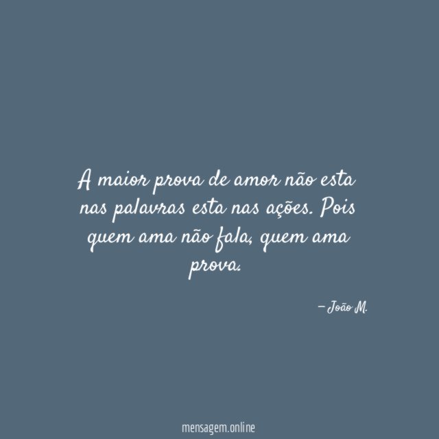 A maior prova de amor não esta nas