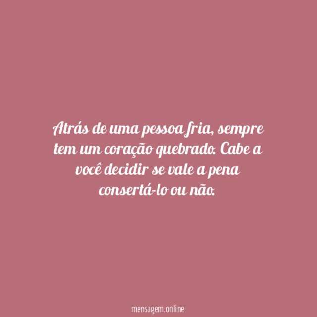 Atrás de uma pessoa fria