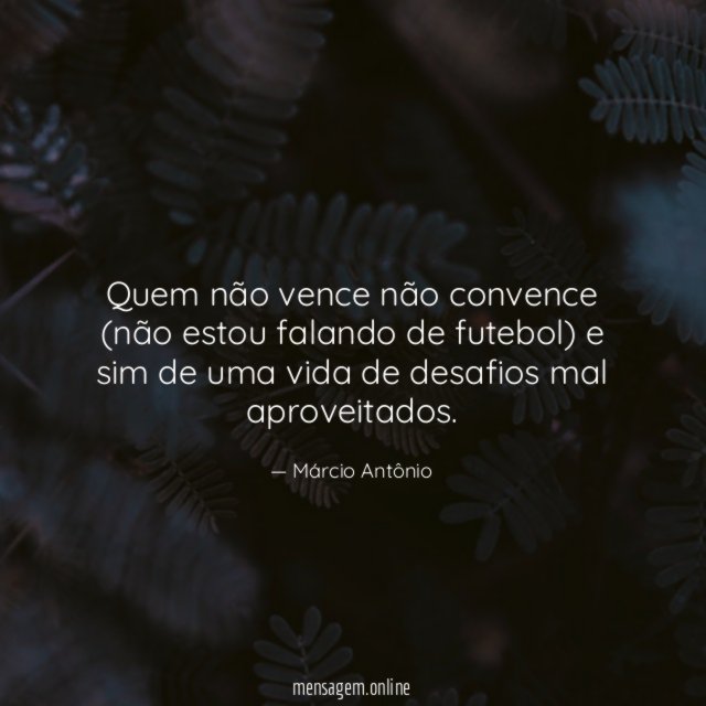 Quem não vence não convence (não estou falando
