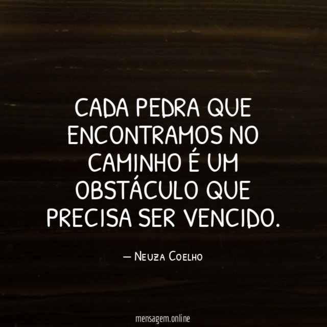 Cada pedra que encontramos no caminho é um
