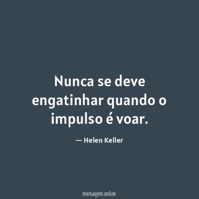 Nunca se deve engatinhar quando o impulso é voar