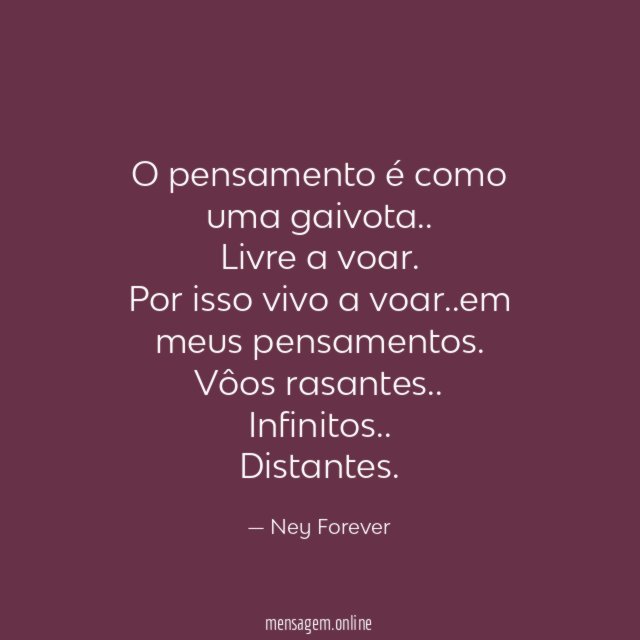 O pensamento é como uma gaivota..
Livre a voar.