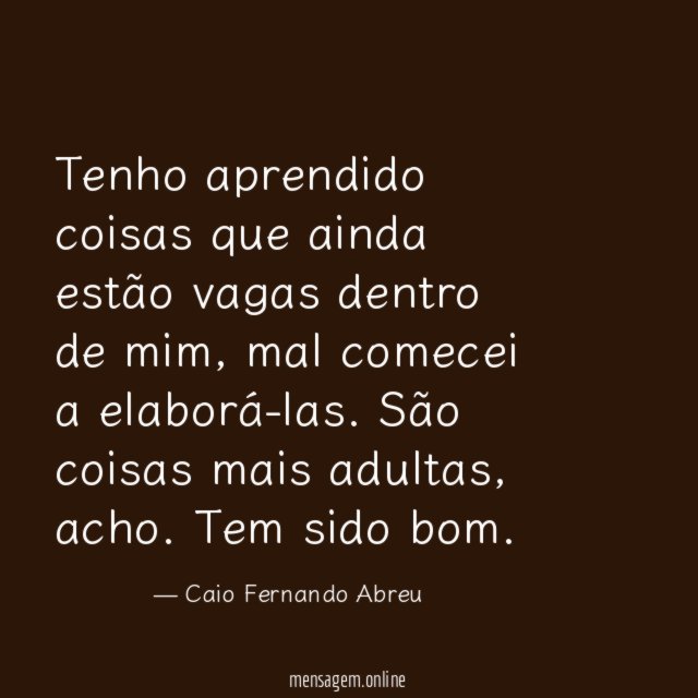 Tenho aprendido coisas que ainda estão vagas dentro de mim
