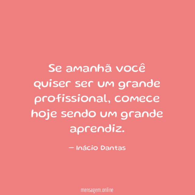 Se amanhã você quiser ser um grande profissional