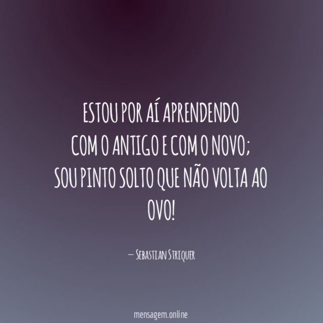 Estou por aí aprendendo com o antigo e com o novo